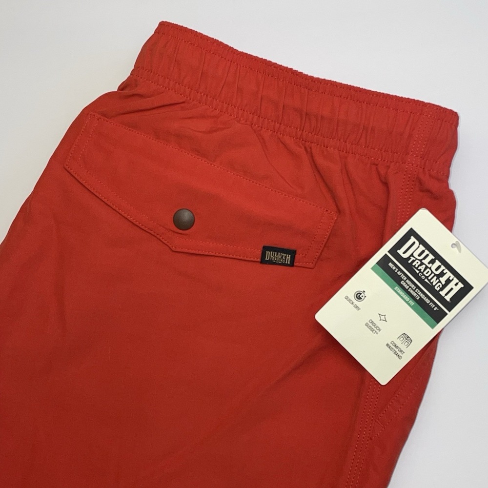 NEW Duluth Trading After Hours Grab Shorts Mens Large 8" In Red Standard Fit